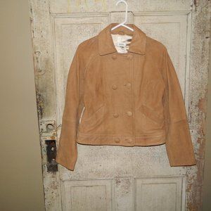 Fossil Lamb Leather Double Breasted Jacket Womens Size M (KK-11)